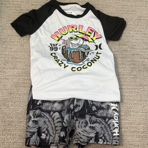 Hurley Kids' Coconut Shark Tee and Black Shorts Set